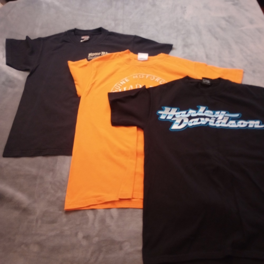 Harley Davidson Graphic T-Shirt LOT OF 3 Mens Small Black Orange Biker Americana